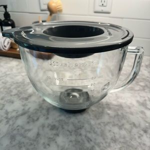 Glass kitchen aid stand mixer bowl with lid 12 cup